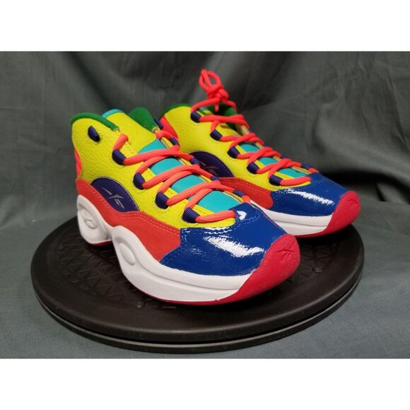 Reebok Kids Question Mid Sneakers Leather Multi-Colors Size 1.5 NEW IN BOX! - Picture 10 of 11